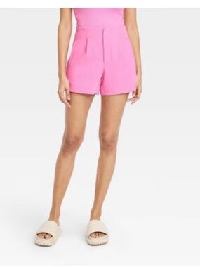 a new day Bright Pink High-Waist Pleated Shorts